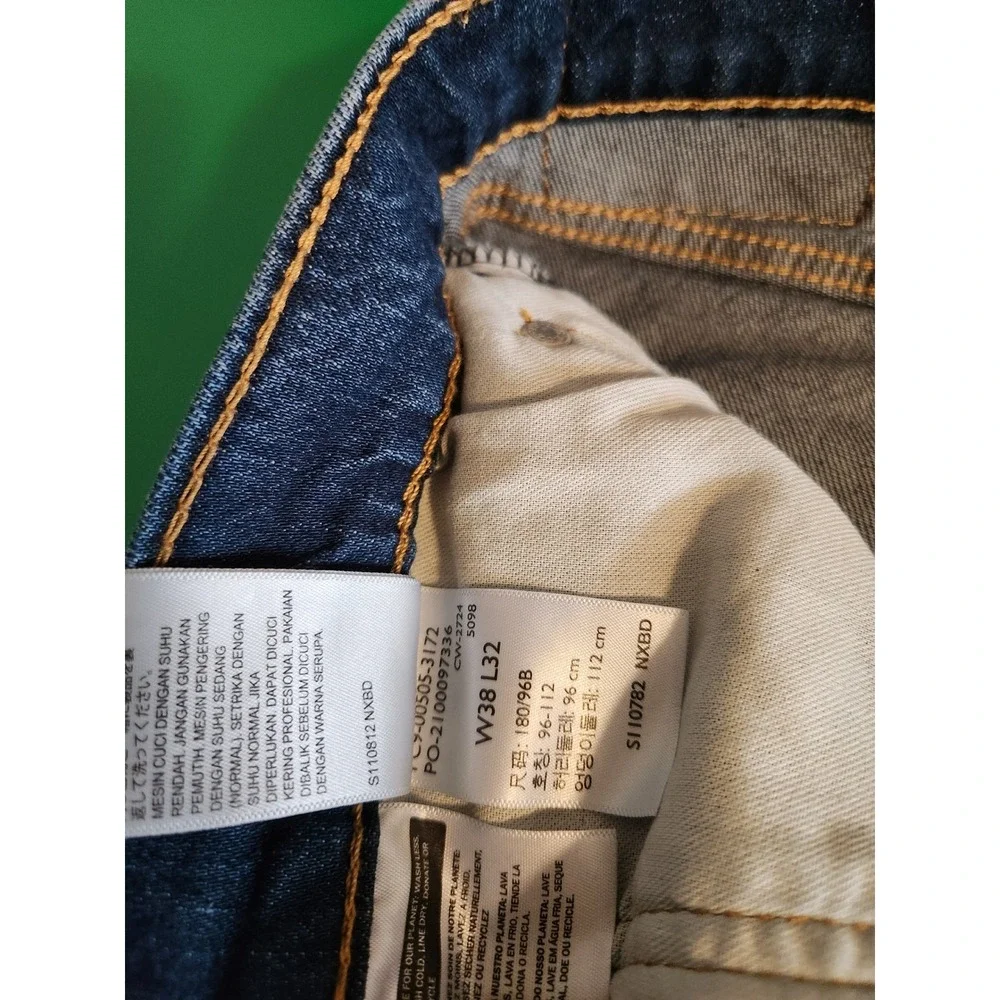 Levi's 502 Regular Taper Jeans Mens 38x32 Dark Wash Blue Stretch Denim